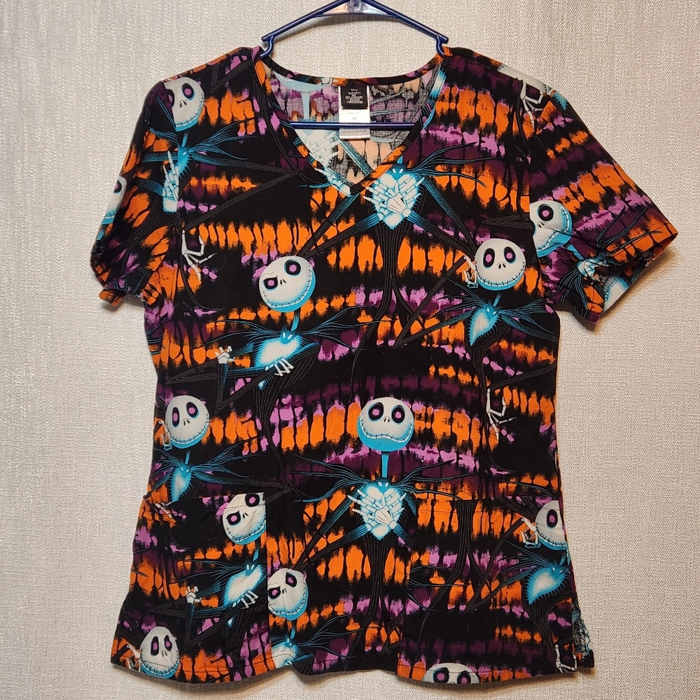 Disney The Nightmare Before Christmas Jack Skellington Scrub Top Cotton Medium